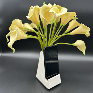 STAK Ceramic Phone Stand Vase Charger Holder Minimalist Modern Desk Organizer